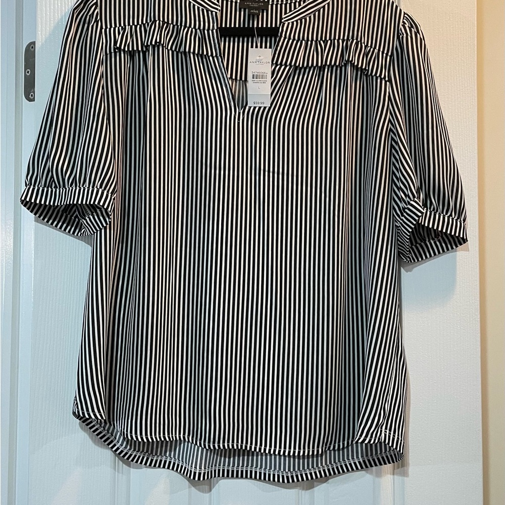 Ann Taylor Monochrome Striped Top